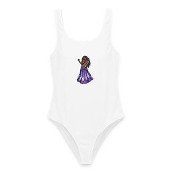 Mystic Purple Bauchtanzkleidung - Frauen Badeanzug - Weiß - Vorne - AI Model Female 172 dark (172cm)