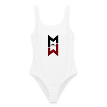 "Wish Master" modernes Monogramm-Logo-Design - Frauen Badeanzug - Weiß - Vorne - AI Model Female 172 dark (172cm)