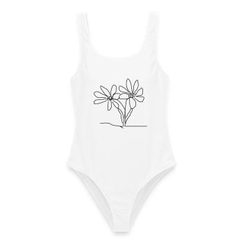 Blumen Abstrakter Geometrie Druckdesign - Frauen Badeanzug - Weiß - Vorne - AI Model Female 172 dark (172cm)