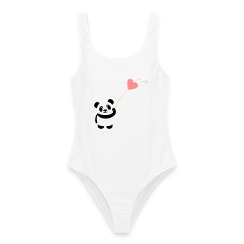 panda coeur mignon ballon ours gros gros kusch - Maillot de bain femme - blanc - Devant - AI Model Female 172 dark (172cm)