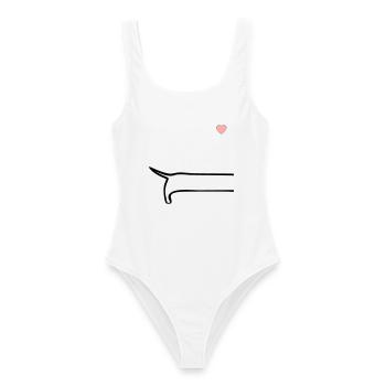 Minimalist Dog Back - Women's Swimsuit - white - Front - AI Model Female 172 dark (172cm)