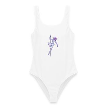 Art au trait féminin Illustration de danse au poteau cadeau - Maillot de bain femme - blanc - Devant - AI Model Female 172 dark (172cm)