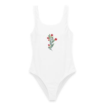 Granatapfelzweig Florales Muster - Frauen Badeanzug - Weiß - Vorne - AI Model Female 172 dark (172cm)