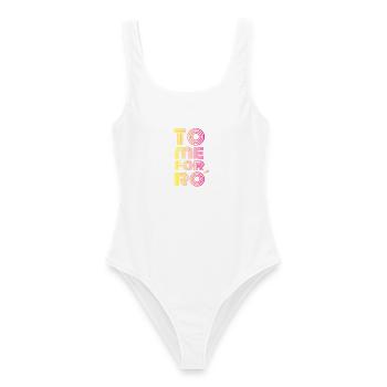 Tome Forro – Forro macht glücklich - Frauen Badeanzug - Weiß - Vorne - AI Model Female 172 dark (172cm)