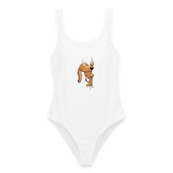 Lustiger Dackel Teckel Hund Cartoon Dackelfans Hum - Frauen Badeanzug - Weiß - Vorne - AI Model Female 172 dark (172cm)