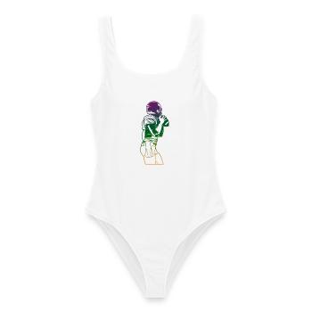 Croquis de football américain - Maillot de bain femme - blanc - Devant - AI Model Female 172 dark (172cm)
