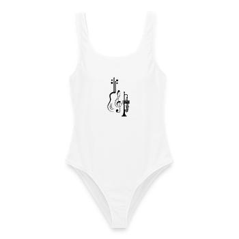 Musiknoten Musik Musiker Notenschlüssel Noten - Frauen Badeanzug - Weiß - Vorne - AI Model Female 172 dark (172cm)