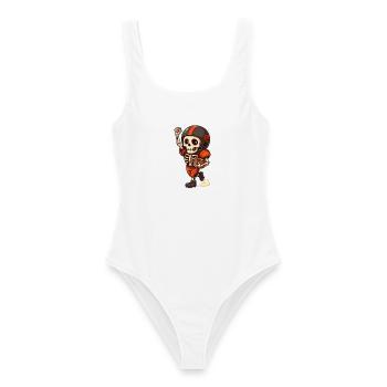 Lustiges Skelett spielt Football-Halloween-Spieler - Frauen Badeanzug - Weiß - Vorne - AI Model Female 172 dark (172cm)