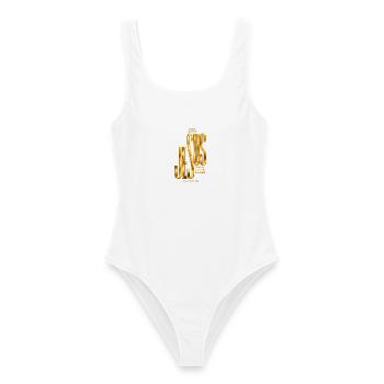 Der Name Jesus hat Kraft Jesus Geschenkidee - Frauen Badeanzug - Weiß - Vorne - AI Model Female 172 dark (172cm)