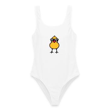 cool chick (rd) - Frauen Badeanzug - Weiß - Vorne - AI Model Female 172 dark (172cm)