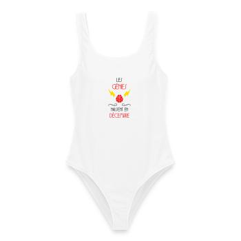 les génies naissent en Décembre - Naissance - HPI - Maillot de bain femme - blanc - Devant - AI Model Female 172 dark (172cm)