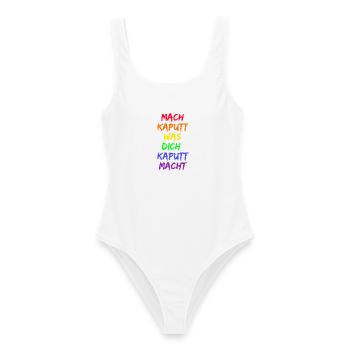 MACH KAPUTT WAS DICH KAPUTT MACHT REGENBOGEN PRIDE - Frauen Badeanzug - Weiß - Vorne - AI Model Female 172 dark (172cm)