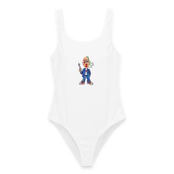 Buntmaler Cartoon mit Pinsel - Frauen Badeanzug - Weiß - Vorne - AI Model Female 172 dark (172cm)