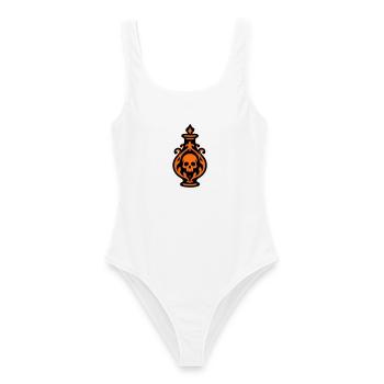 Totenkopf Giftflasche Grafik - Frauen Badeanzug - Weiß - Vorne - AI Model Female 172 dark (172cm)