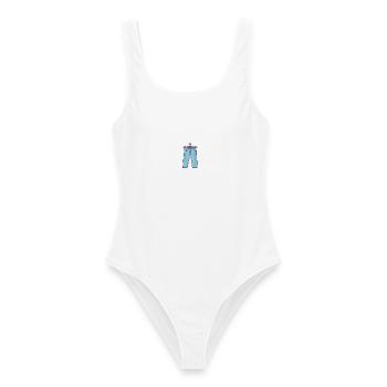 Pixeljeans auf Kleiderstange - Frauen Badeanzug - Weiß - Vorne - AI Model Female 172 dark (172cm)