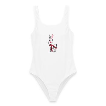Un renne avec écharpe - Maillot de bain femme - blanc - Devant - AI Model Female 172 dark (172cm)
