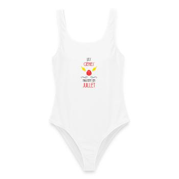 Les Génies Naissent en Juillet Design Humour - Maillot de bain femme - blanc - Devant - AI Model Female 172 dark (172cm)