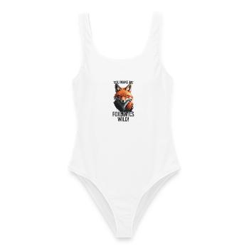 Fox Devils Wild – Fuchs Humor Design - Frauen Badeanzug - Weiß - Vorne - AI Model Female 172 dark (172cm)