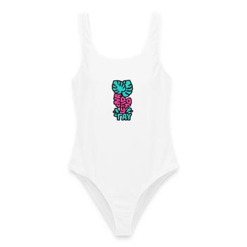 Vacay Vibes Schriftzug Grafik - Frauen Badeanzug - Weiß - Vorne - AI Model Female 172 dark (172cm)