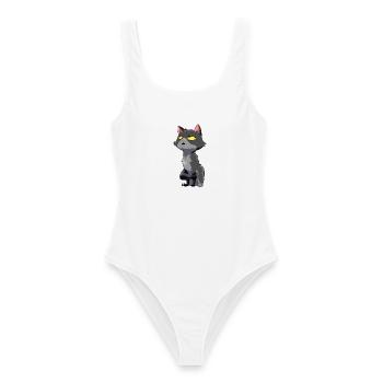 Katze Augenrollen Humor - Frauen Badeanzug - Weiß - Vorne - AI Model Female 172 dark (172cm)