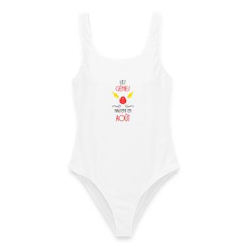 Les Génies Naissent en Août Humour Anniversaire - Maillot de bain femme - blanc - Devant - AI Model Female 172 dark (172cm)