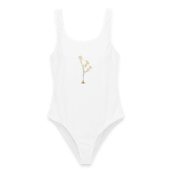 Zarte Blüten - Frauen Badeanzug - Weiß - Vorne - AI Model Female 172 dark (172cm)