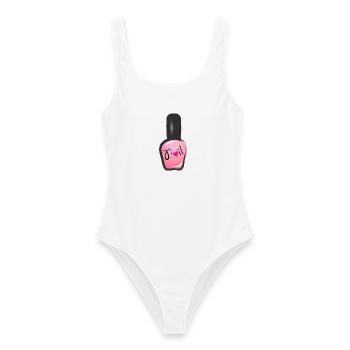 vernis rose à ongles dans le style graffiti avec coeur - Maillot de bain femme - blanc - Devant - AI Model Female 172 dark (172cm)