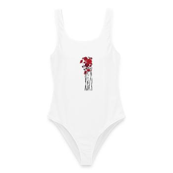 Illustration de fleurs de galets - Maillot de bain femme - blanc - Devant - AI Model Female 172 dark (172cm)