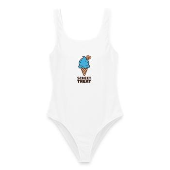 Blaue Eiscreme Schriftzug - Frauen Badeanzug - Weiß - Vorne - AI Model Female 172 dark (172cm)