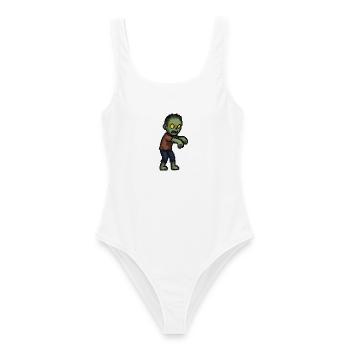 Pixelzombie mit Gelben Augen - Frauen Badeanzug - Weiß - Vorne - AI Model Female 172 dark (172cm)