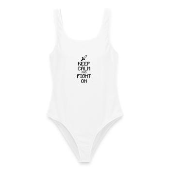 Keep calm and fight on - Pixelart (Farbe änderbar) - Frauen Badeanzug - Weiß - Vorne - AI Model Female 172 dark (172cm)