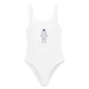 Violetter Nebelastronaut - Frauen Badeanzug - Weiß - Vorne - AI Model Female 172 dark (172cm)