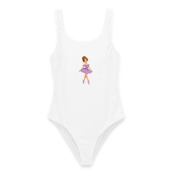 Lavendel Prinzessin Ballett Design - Frauen Badeanzug - Weiß - Vorne - AI Model Female 172 dark (172cm)