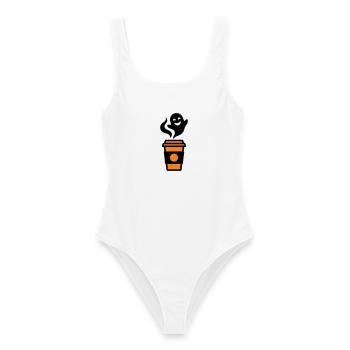 Kaffeebecher Geist Halloween Logo - Frauen Badeanzug - Weiß - Vorne - AI Model Female 172 dark (172cm)