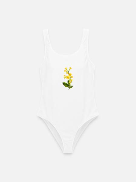 Schlüsselblume mit leuchtenden Blüten im Frühling - Frauen Badeanzug - Weiß