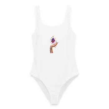 Magische Amethyst-Hand - Frauen Badeanzug - Weiß - Vorne - AI Model Female 172 dark (172cm)