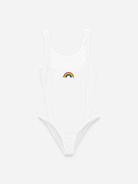 regenbogen - Frauen Badeanzug - Weiß