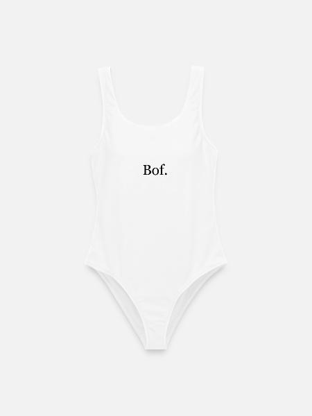 "Bof." T-Shirt – minimalistischer französischer Humor - Frauen Badeanzug - Weiß