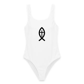 Jesus-Symbol - Frauen Badeanzug - Weiß - Vorne - AI Model Female 172 dark (172cm)