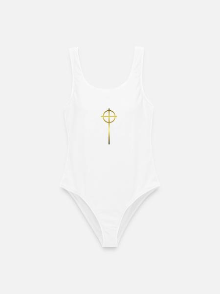Celtic Cross Gold - Frauen Badeanzug - Weiß