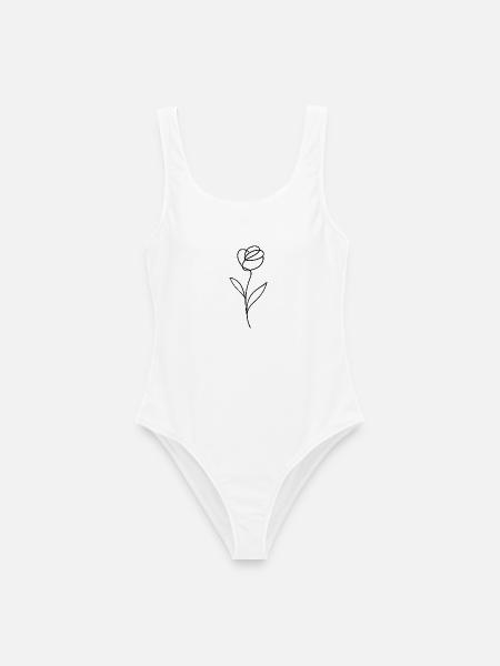 Blume - Frauen Badeanzug - Weiß