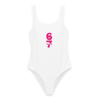 Six Seven - 67 - Meme - Basketball - 6-7 - Frauen Badeanzug - Weiß - Vorne - AI Model Female 172 dark (172cm)