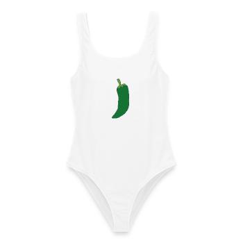 Grüne Chili Silhouette - Frauen Badeanzug - Weiß - Vorne - AI Model Female 172 dark (172cm)