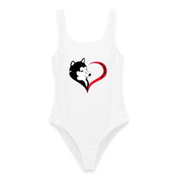 re heart one heart and soul - Frauen Badeanzug - Weiß - Vorne - AI Model Female 172 dark (172cm)