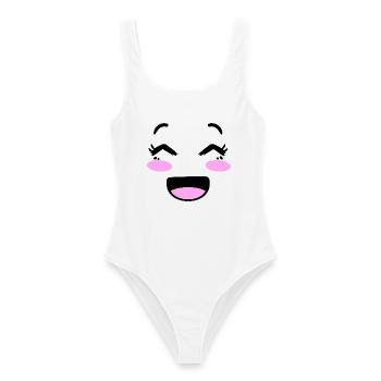 Cute face in kawaii style - Women's Swimsuit - white - Front - AI Model Female 172 dark (172cm)