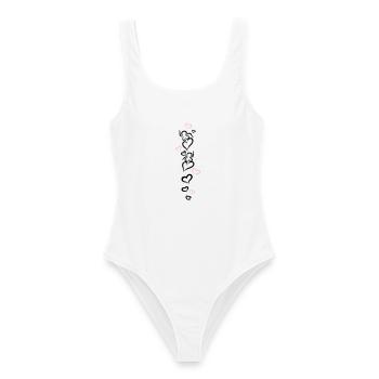 Petites mamans avec beaucoup de coeurs. - Maillot de bain femme - blanc - Devant - AI Model Female 172 dark (172cm)