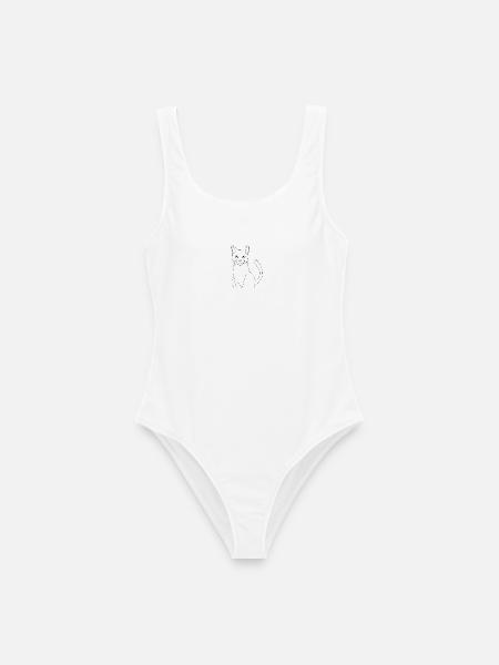 Stilvolle, minimalistische Katze - Frauen Badeanzug - Weiß