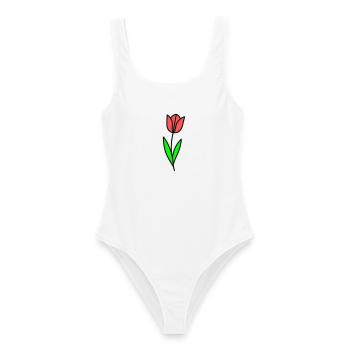 Bande dessinée Tulip Fleur - Maillot de bain femme - blanc - Devant - AI Model Female 172 dark (172cm)