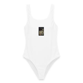 Ich brauche Bier – Bier-Gauge Humor - Frauen Badeanzug - Weiß - Vorne - AI Model Female 172 dark (172cm)