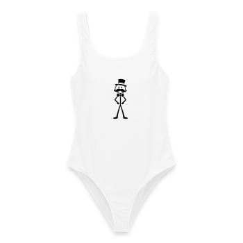 Gentleman Zylinder Strichmännchen Schwarz Symbol - Frauen Badeanzug - Weiß - Vorne - AI Model Female 172 dark (172cm)